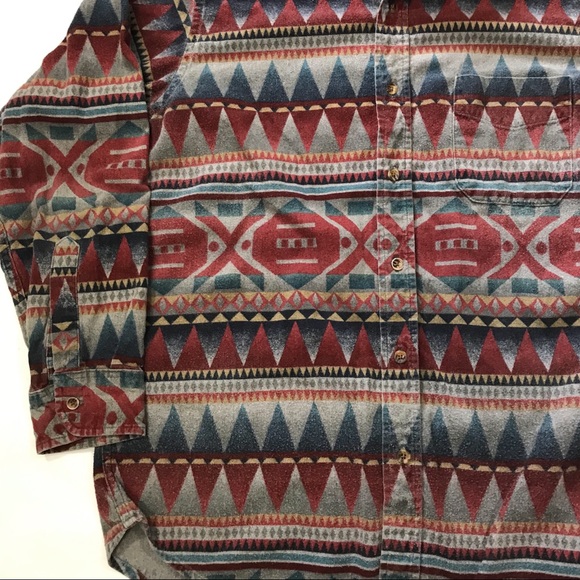 Vintage LL Bean Southwest Aztec Flannel Shirt - Picture 7 of 7